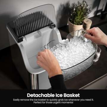 Kismile Nugget Ice Maker - 35lbs/Day, Self-Cleaning