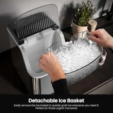 Kismile Nugget Ice Maker - 35lbs/Day, Self-Cleaning