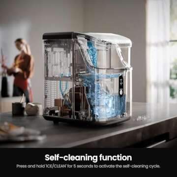Kismile Nugget Ice Maker - 35lbs/Day, Self-Cleaning