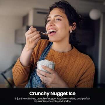 Kismile Nugget Ice Maker - 35lbs/Day, Self-Cleaning