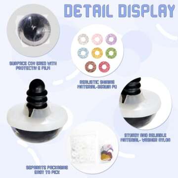 MUCUNNIA 120pcs 18mm Safety Eyes for Amigurumi 3D Glitter Plastic Safety Eyes for Crocheting with Washers Doll Eyes for Crochet Animals Plush Stuffed Animals DIY Valentine's Day Decorations