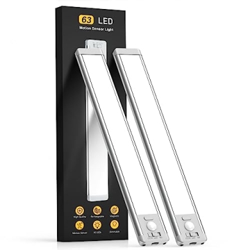 Rechargeable Motion Sensor Under Cabinet Lights - 2-Pack Indoor 63 LED Magnetic Dimmable Lights