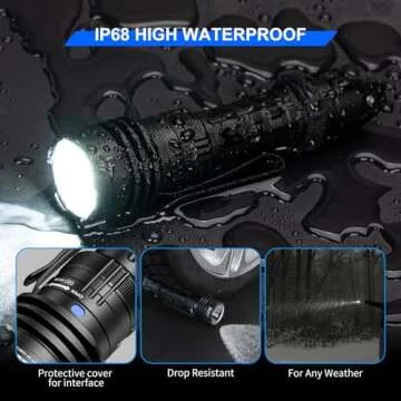 WUBEN T1 Tactical Flashlights 2000 High Lumens, Rechargeable Flashlight 498 Meters Long Beam Distance, Handheld Flash Light with Tactical Tail Button for Tactical Gear, Suvival, Emergencies, Outdoor