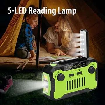 Megatek Emergency NOAA Weather AM/FM Radio with 5000mAh Battery USB-C Phone Charger, Hand-Crank/Solar Powered Survival Radio with Flashlight, Reading Light and Headphone Jack