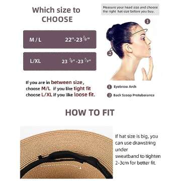 FURTALK Womens Mens Wide Brim Straw Panama Hat Fedora Summer Beach Sun Hat UPF Straw Hat for Women