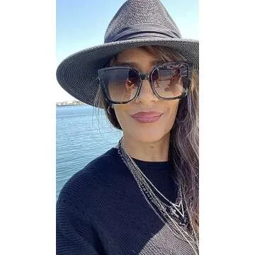 FURTALK Womens Mens Wide Brim Straw Panama Hat Fedora Summer Beach Sun Hat UPF Straw Hat for Women