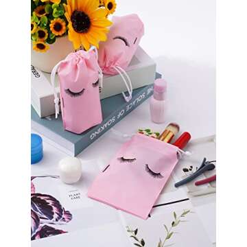 Rohuis 50pcs Eyelash Aftercare Lash Bags - Drawstring Makeup Pouches for Women