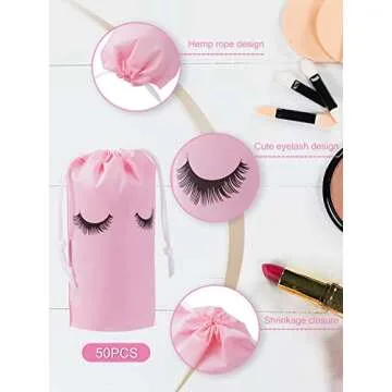 Rohuis 50pcs Eyelash Aftercare Bags - Elegant Makeup Pouches