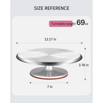 Syntus Aluminum Alloy Revolving Cake Stand, 12 Inch Cake Turntable for Decorating Super Smooth and Q...