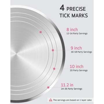 Syntus Aluminum Alloy Revolving Cake Stand, 12 Inch Cake Turntable for Decorating Super Smooth and Quiet Rotation Cake Decorating Stand for Party Wedding, Bright Silver Base