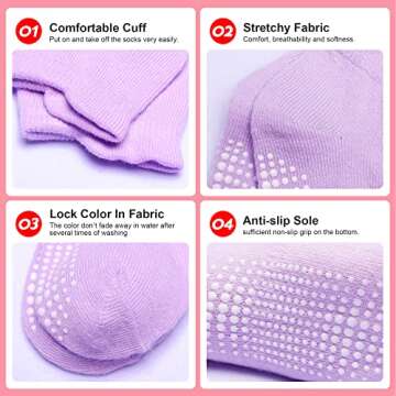 HYzgb Toddler Girls Socks 1T 2T 3T Non Slip Grips 12 Pairs Baby Socks 12-18-24 Months with Grippers Toddler Ankle Cotton Socks for Girls 1-2-3 Years Old (Bright Candy Colors)