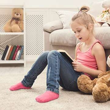 HYzgb Toddler Girls Socks 1T 2T 3T Non Slip Grips 12 Pairs Baby Socks 12-18-24 Months with Grippers Toddler Ankle Cotton Socks for Girls 1-2-3 Years Old (Bright Candy Colors)