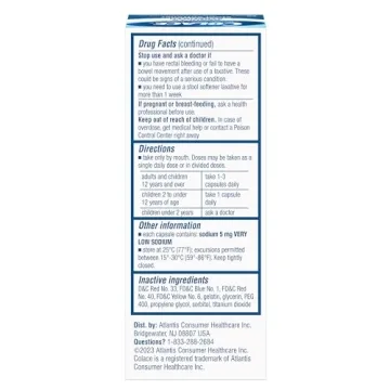 Colace Regular Strength Stool Softener Capsules for Relief