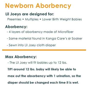 Kanga Care Lil Joey Newborn All in One AIO Cloth Diaper (2pk) Lily 4-12lbs