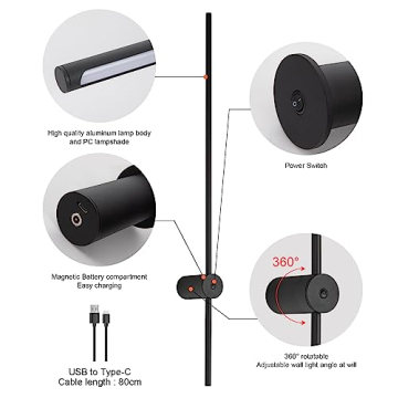 Aanyhoh Battery Operated Wall Sconces - USB Rechargeable