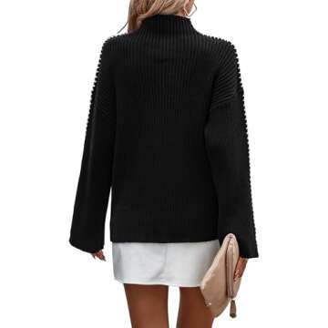 KIRUNDO Women's 2024 Fall Mock Neck Long Sleeve Ribbed Knit Contrast Stitching Oversized Chunky Swea...