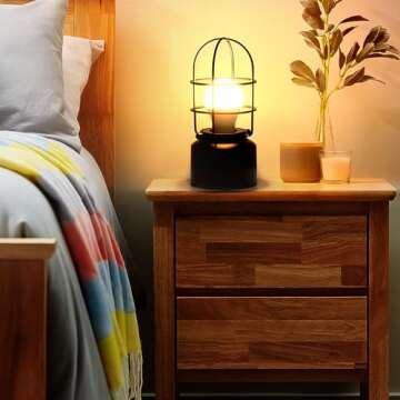 Haian Support Vintage Rustic Desk Lamp - Industrial Bedside Table Lamp for Nightstand - Antique Small Lamp with 3 Color Temperatures LED Bulb and Wire Switch