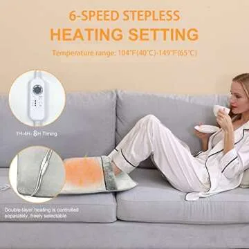 Double Sided Foot Warmer with LCD Display,Electric Feet Heating Pads for Women and Man with Non-Slip & Machine Washable,Electric Heated Foot Warmers with 8 Hrs Timer for Bed,Under Desk,Office,Home