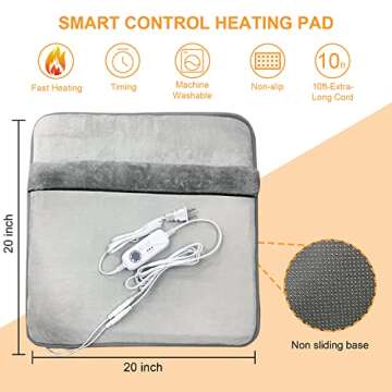 Double Sided Foot Warmer with LCD Display,Electric Feet Heating Pads for Women and Man with Non-Slip & Machine Washable,Electric Heated Foot Warmers with 8 Hrs Timer for Bed,Under Desk,Office,Home
