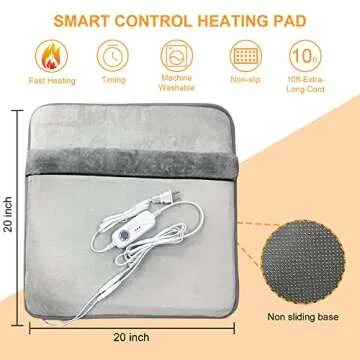 Double Sided Foot Warmer with LCD Display,Electric Feet Heating Pads for Women and Man with Non-Slip & Machine Washable,Electric Heated Foot Warmers with 8 Hrs Timer for Bed,Under Desk,Office,Home