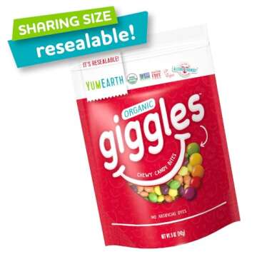 YumEarth Organic Giggles Chewy Candy - Allergy Friendly, Organic, Vegan - Pack of 6