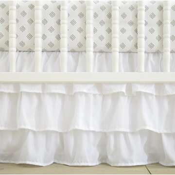 Levtex Baby - Willow Crib Bed Set - Baby Nursery Set - White - Soft Rosette Pintuck - 5 Piece Set Includes Quilt, Fitted Sheet, Diaper Stacker, Wall Decal & Crib Skirt/Dust Ruffle