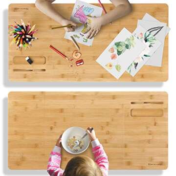 Laptop Desk Nnewvante Bamboo Laptop Table Adjustable Lap Tray Bed Serving Tray Breakfast Table Foldable Coffee Tea Table 5 Tilting Top Angles 4 Latches Large Size 27.95" x 13.8"