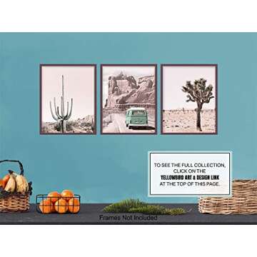 Desert Cactus Travel Photo Set - 8x10 Volkswagen Van Picture Posters - Gift for American West Photography Fans - Unframed Wall Art Prints