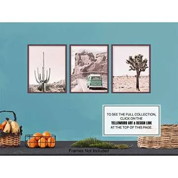 Desert Cactus Travel Photo Set - 8x10 Volkswagen Van Picture Posters - Gift for American West Photography Fans - Unframed Wall Art Prints