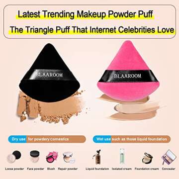BLAAROOM 6 Pieces Powder Puff Face Makeup Velour Soft Triangle Powder Puffs - for Loose Powder Miner...
