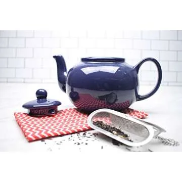 RSVP Large 6-Cup Teapot - Durable Stoneware in Blue