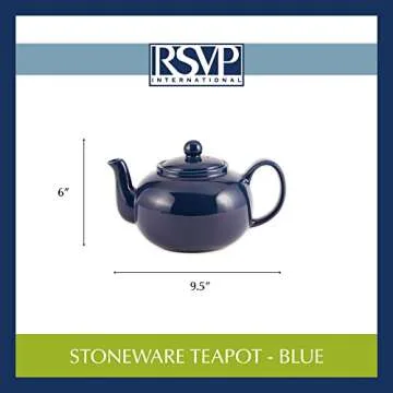 RSVP Large Stoneware 6-Cup Teapot in Blue