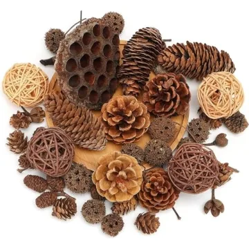DomeStar 38PCS Christmas Pine Cone Set - Natural Ornaments & Craft Decor Kit