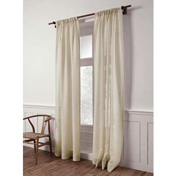 Solino Home 100% Pure Linen Sheer Curtain 102 Inches Long – European Flax Window Sheer Light Natural Curtain Panel 52 x 102 Inch – Light Filtering Rod Pocket Curtain for Bedroom, Living Room