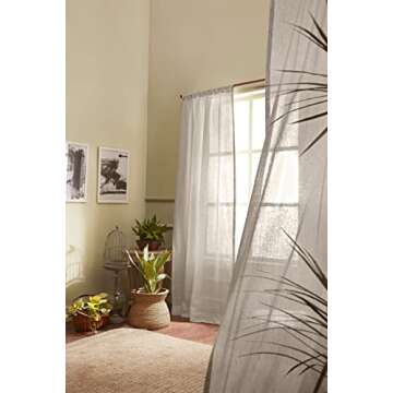 Solino Home 100% Pure Linen Sheer Curtain 102 Inches Long – European Flax Window Sheer Light Natural Curtain Panel 52 x 102 Inch – Light Filtering Rod Pocket Curtain for Bedroom, Living Room