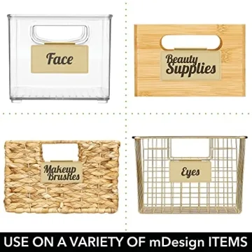 mDesign Clip-On Basket and Bin Tags for Organizing Cosmetics