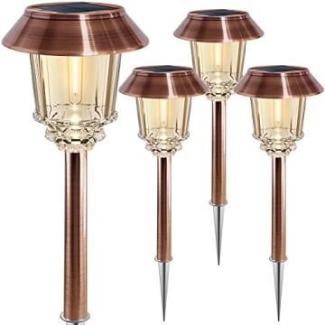 XMCOSY+ Solar Lights - Adjustable Dimmable 4 Pack for Garden Pathway Lighting