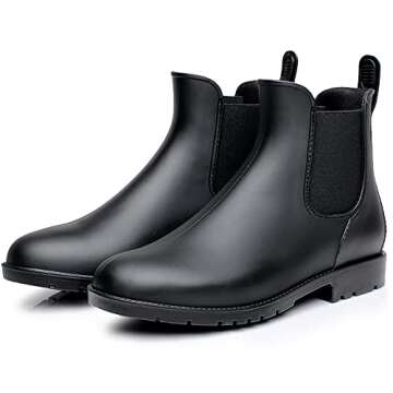 Yvmurain Women's Short Rain Boots Waterproof Work Shoes Lightweight Anti Slip Garden Shoes Rubber An...