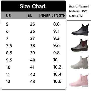Yvmurain Women's Short Rain Boots Waterproof Work Shoes Lightweight Anti Slip Garden Shoes Rubber Ankle Chelsea Booties