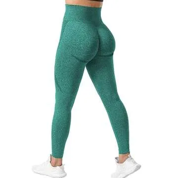 YEOREO Women Seamless Workout Leggings Gym High Waist Smile Contour Yoga Pants Green
