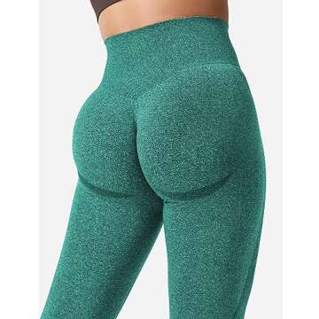 YEOREO Women Seamless Workout Leggings Gym High Waist Smile Contour Yoga Pants Green