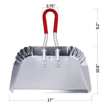 TOP DOG 17” Metal Dustpan – Heavy Duty Aluminum, Ergonomic Handle, Precision Edge for Effortless...