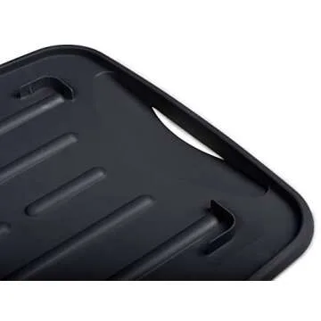 Masirs Pop-Up Collapsible Dish Drying Rack: Convenient Storage, Drains into Sink, Eight Large Plate Capacity, Sectional Cutlery and Utensil Compartment. Compact and Portable Design.