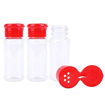 Kingrol 15 Pack Plastic Spice Jars with Red Sifter Caps, 3 FL OZ Reusable Seasoning Jars for Spices,...