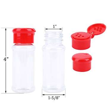 Kingrol 15 Pack Plastic Spice Jars with Red Sifter Caps, 3 FL OZ Reusable Seasoning Jars for Spices, Herbs, Powders, Glitters, Craft Supplies