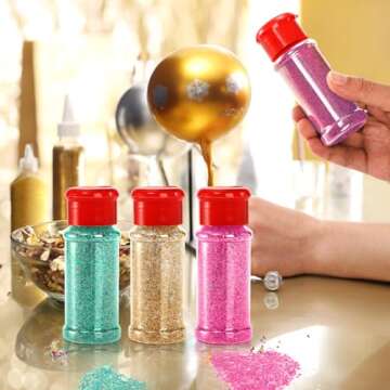 Kingrol 15 Pack Plastic Spice Jars with Red Sifter Caps, 3 FL OZ Reusable Seasoning Jars for Spices, Herbs, Powders, Glitters, Craft Supplies