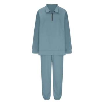 Sweatsuits Women 2 Piece Outfit Jogger Sets Quarter Zip Pullover Sweatshirt High Waisted Joggers Sweatpants with Pockets Track Suits Comfy Matching Athleisure Lounge Pants Sets Airport Travel Outfit