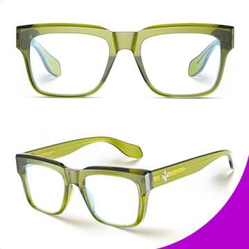 VISOONE TR90 Square Blue Light Blocking Glasses Fashion Computer Eyewear for Women and Men RANDI, Ol...