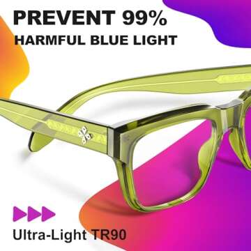 VISOONE Stylish TR90 Blue Light Blocking Glasses for All