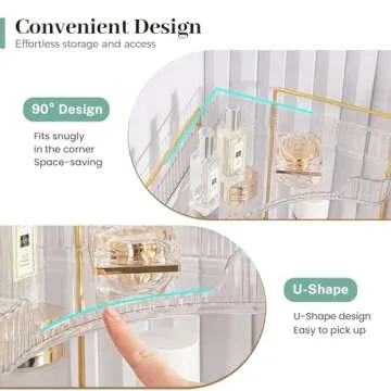 Aveniee Corner Bathroom Organizer - 3-Tier Makeup Shelf